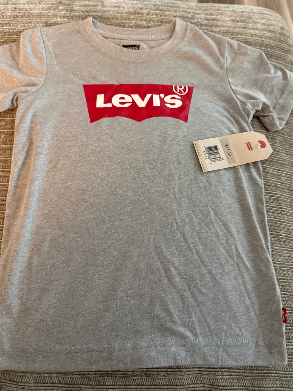 Levi's Gray Tee with Red Logo - Kids Short Sleeve Shirt